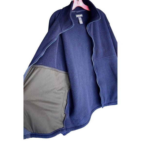 Men's Lands End Navy Blue Zip up Fleece Jacket L - Picture 3 of 6